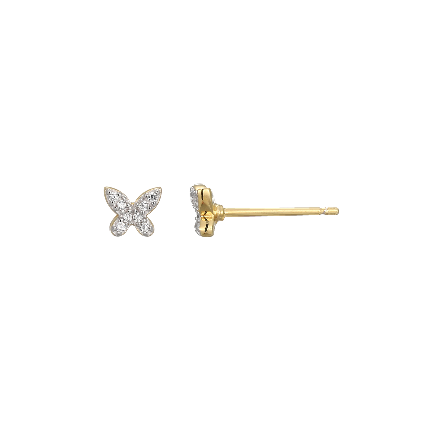 Petite Pave Butterfly Lab-Created Diamond Stud Earrings in 14K Gold & Rhodium-Plated Sterling Silver | M by Monte Luna