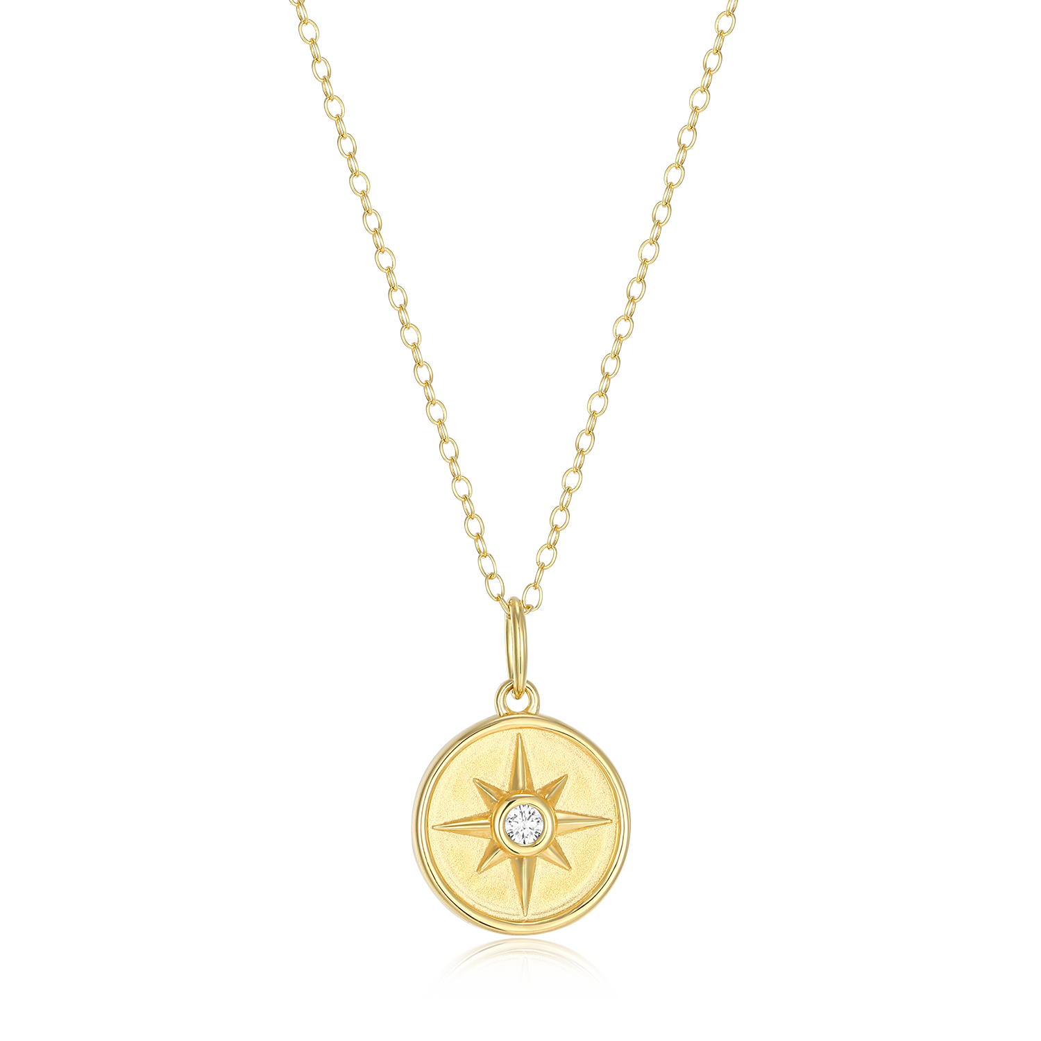 North Star Medallion Lab-Created Diamond Pendant Necklace in 14K Yellow Gold-Plated Sterling Silver | M by Monte Luna