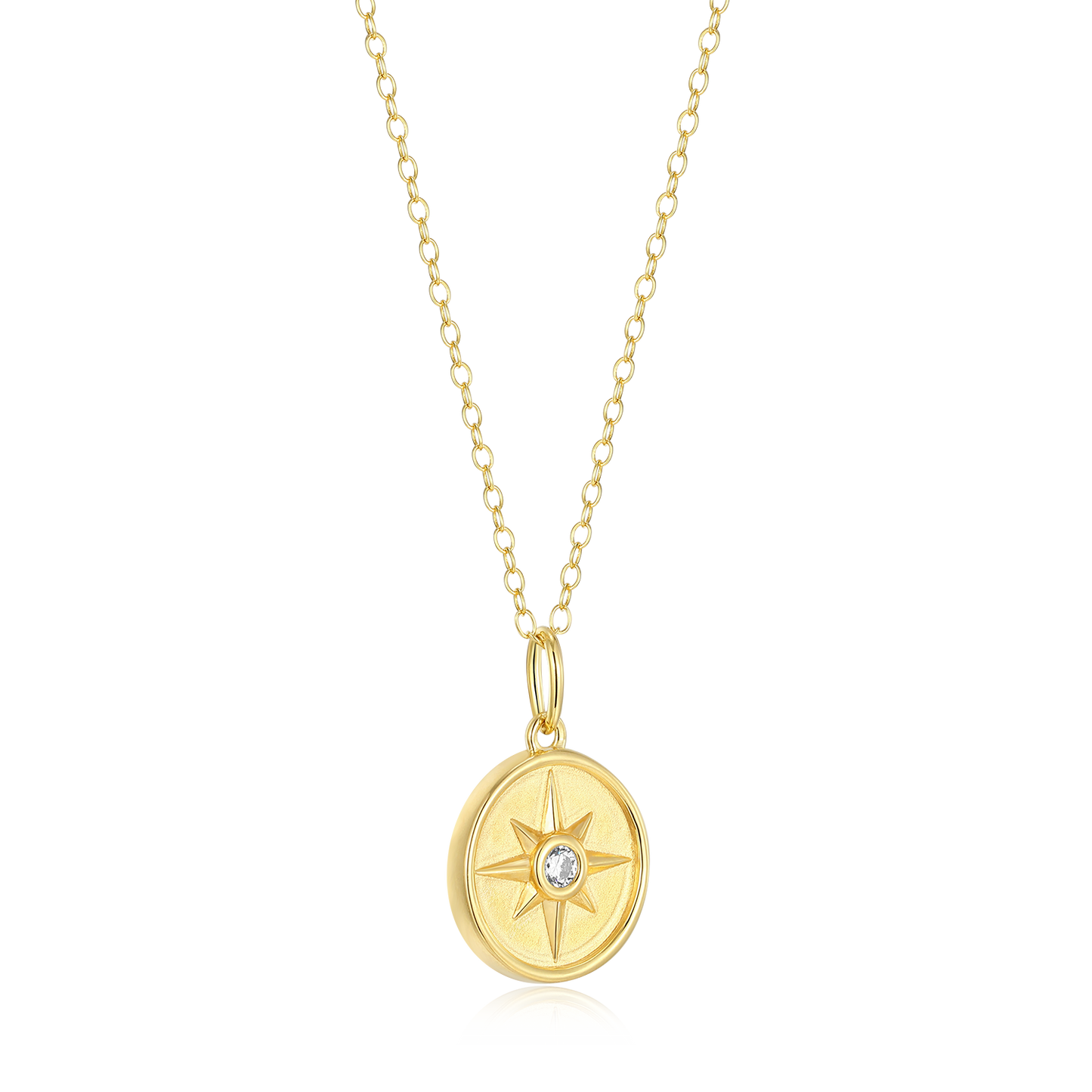 North Star Medallion Lab-Created Diamond Pendant Necklace in 14K Yellow Gold-Plated Sterling Silver | M by Monte Luna