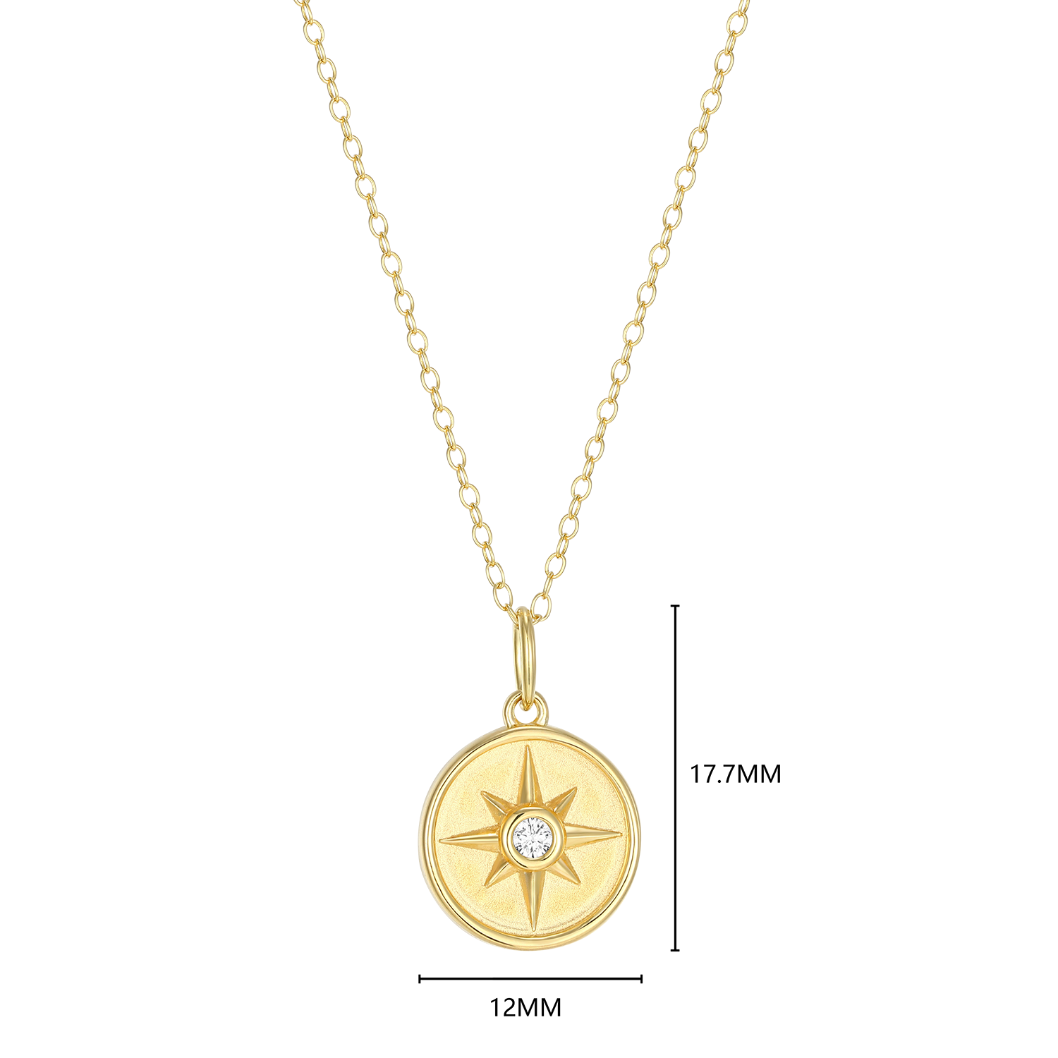 North Star Medallion Lab-Created Diamond Pendant Necklace in 14K Yellow Gold-Plated Sterling Silver | M by Monte Luna