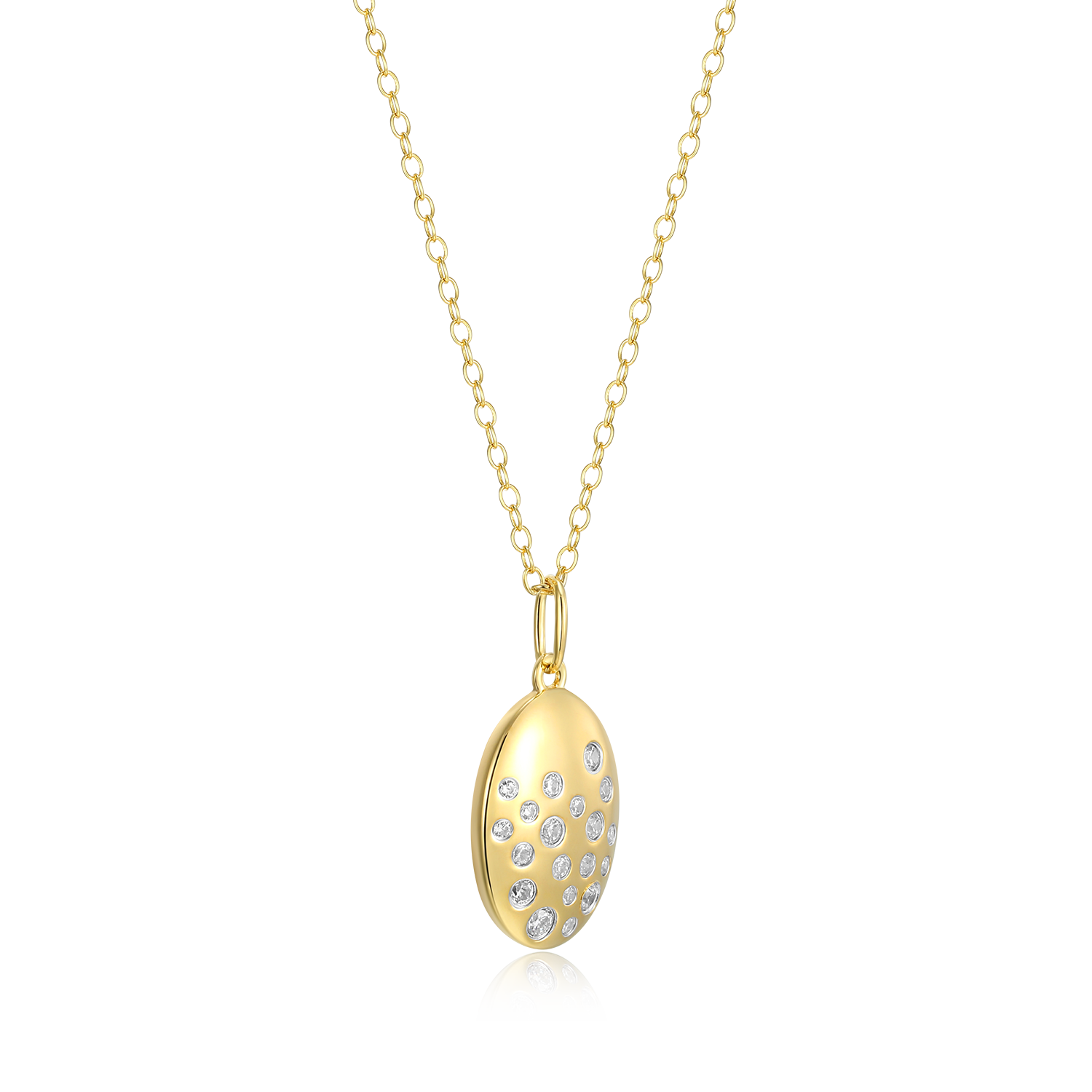 Scattered Medallion Lab-Created Diamond Pendant Necklace in 14K Yellow Gold-Plated Sterling Silver | M by Monte Luna