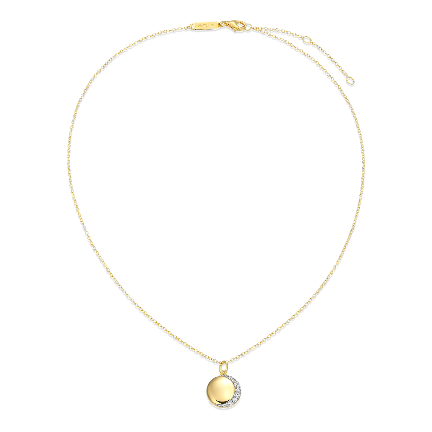 Crescent Medallion Lab-Created Diamond Pendant Necklace in 14K Yellow Gold-Plated Sterling Silver | M by Monte Luna