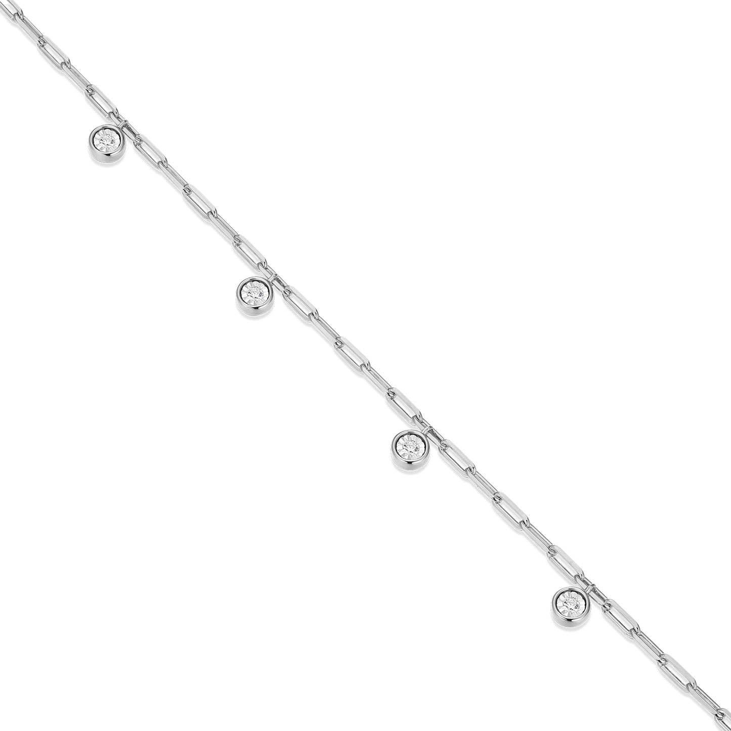 Dangle Station Lab-Created Diamond Mini Paperclip Necklace in Rhodium-Plated Sterling Silver | M by Monte Luna