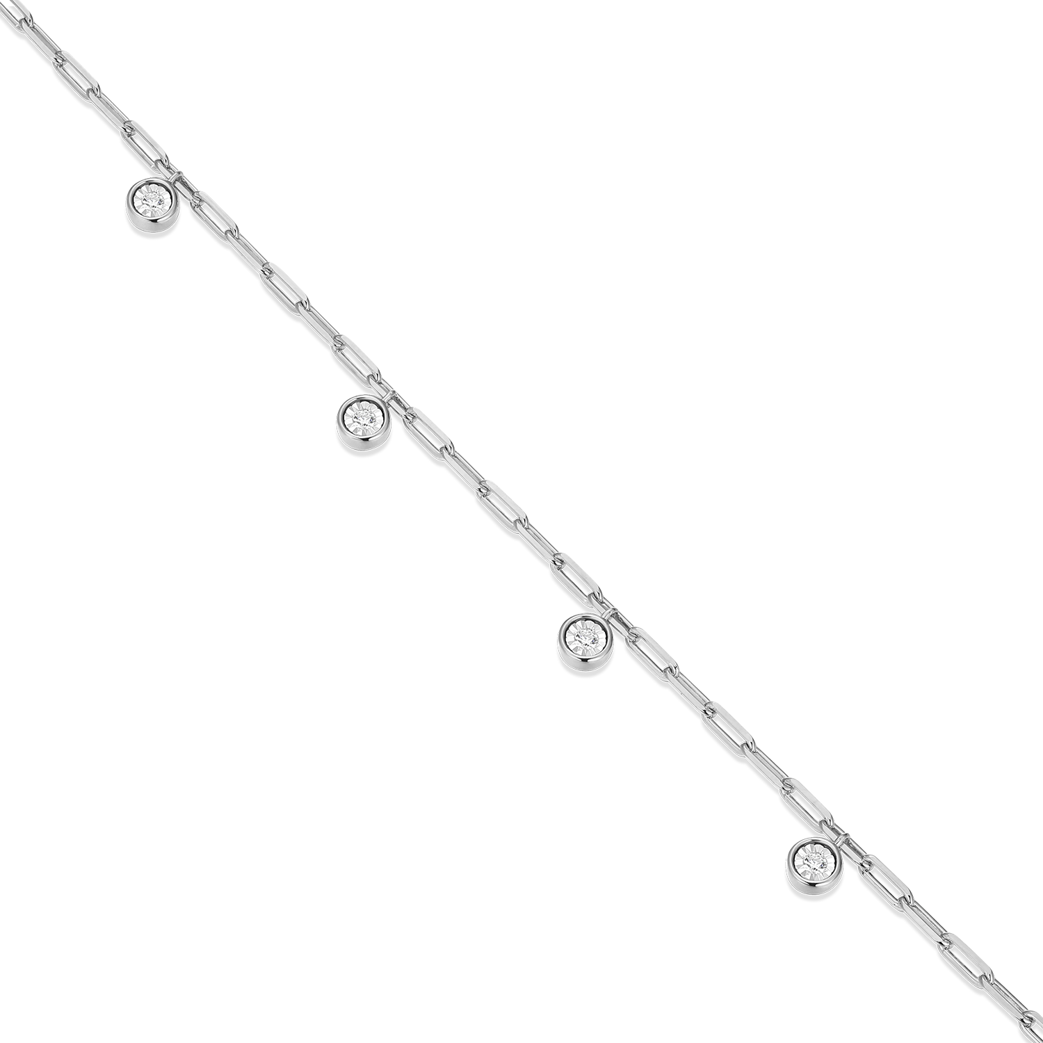 Dangle Station Lab-Created Diamond Mini Paperclip Necklace in Rhodium-Plated Sterling Silver | M by Monte Luna
