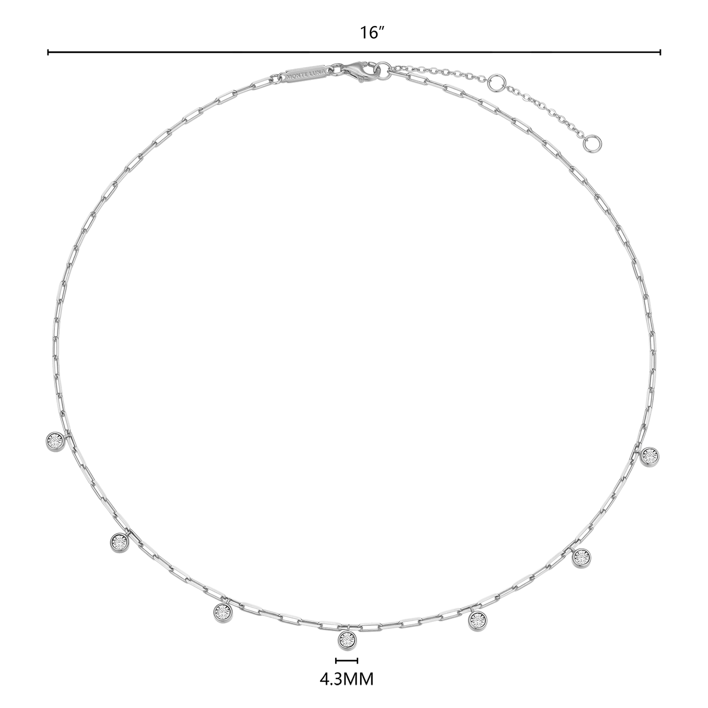 Dangle Station Lab-Created Diamond Mini Paperclip Necklace in Rhodium-Plated Sterling Silver | M by Monte Luna