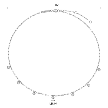 Dangle Station Lab-Created Diamond Mini Paperclip Necklace in Rhodium-Plated Sterling Silver | M by Monte Luna