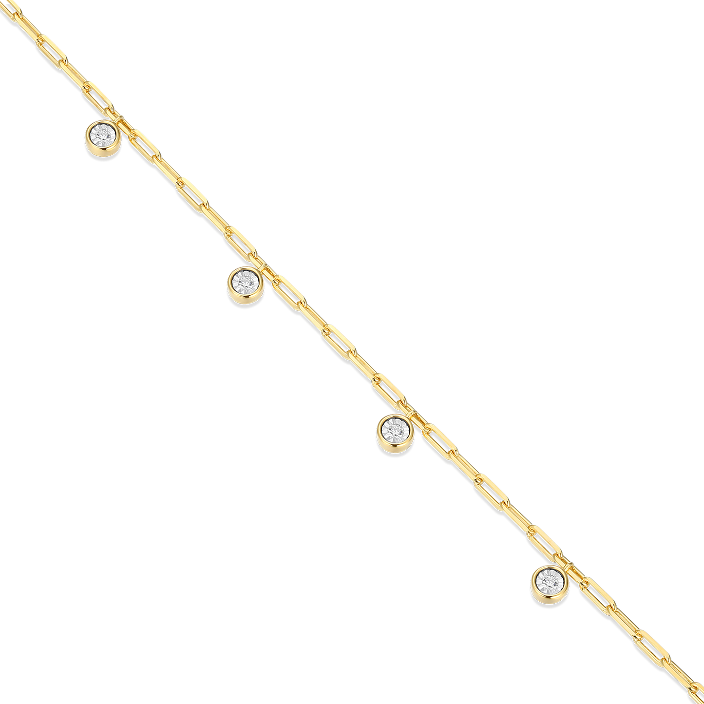 Dangle Station Lab-Created Diamond Mini Paperclip Necklace in 14K Yellow Gold-Plated Sterling Silver | M by Monte Luna