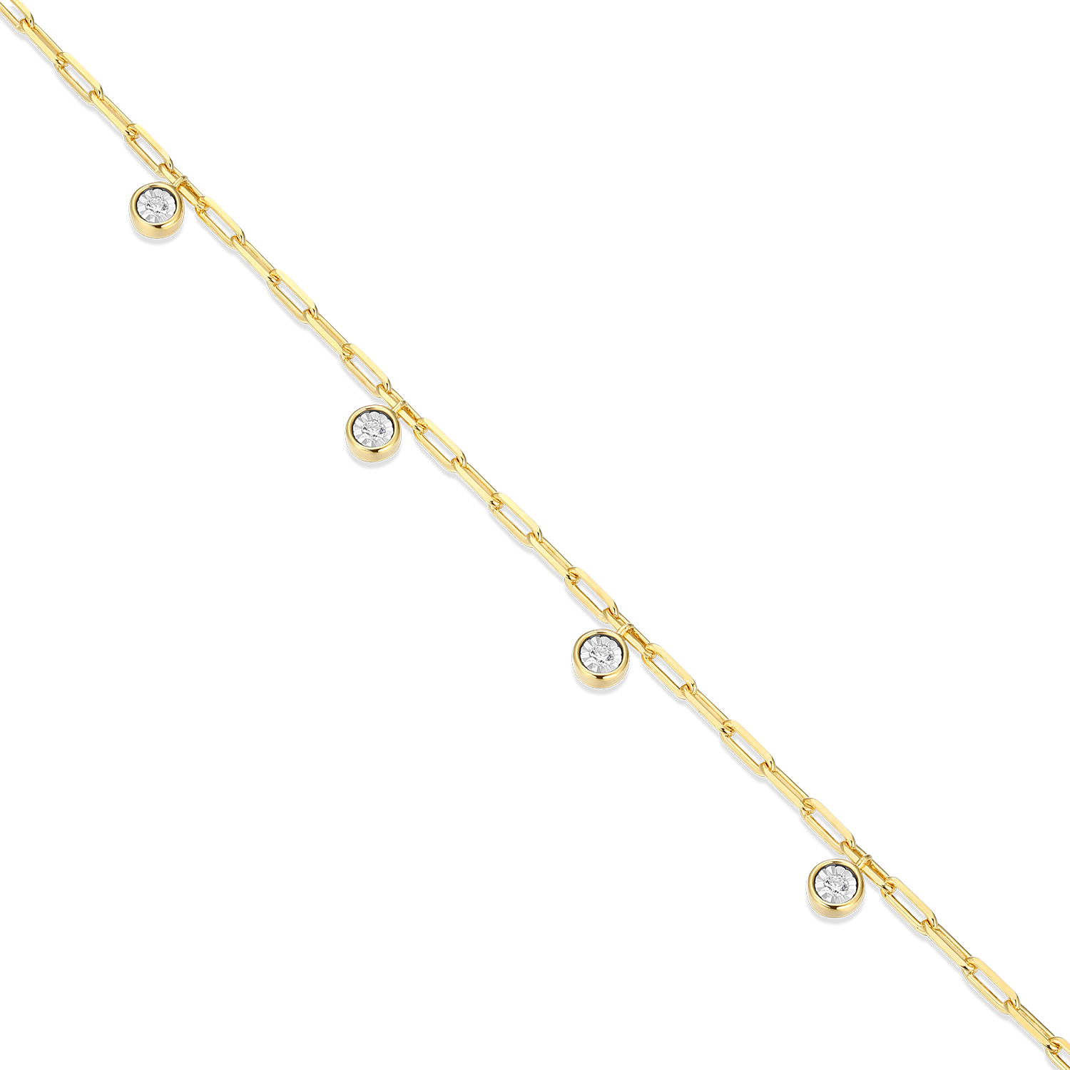 Dangle Station Lab-Created Diamond Mini Paperclip Necklace in 14K Yellow Gold-Plated Sterling Silver | M by Monte Luna