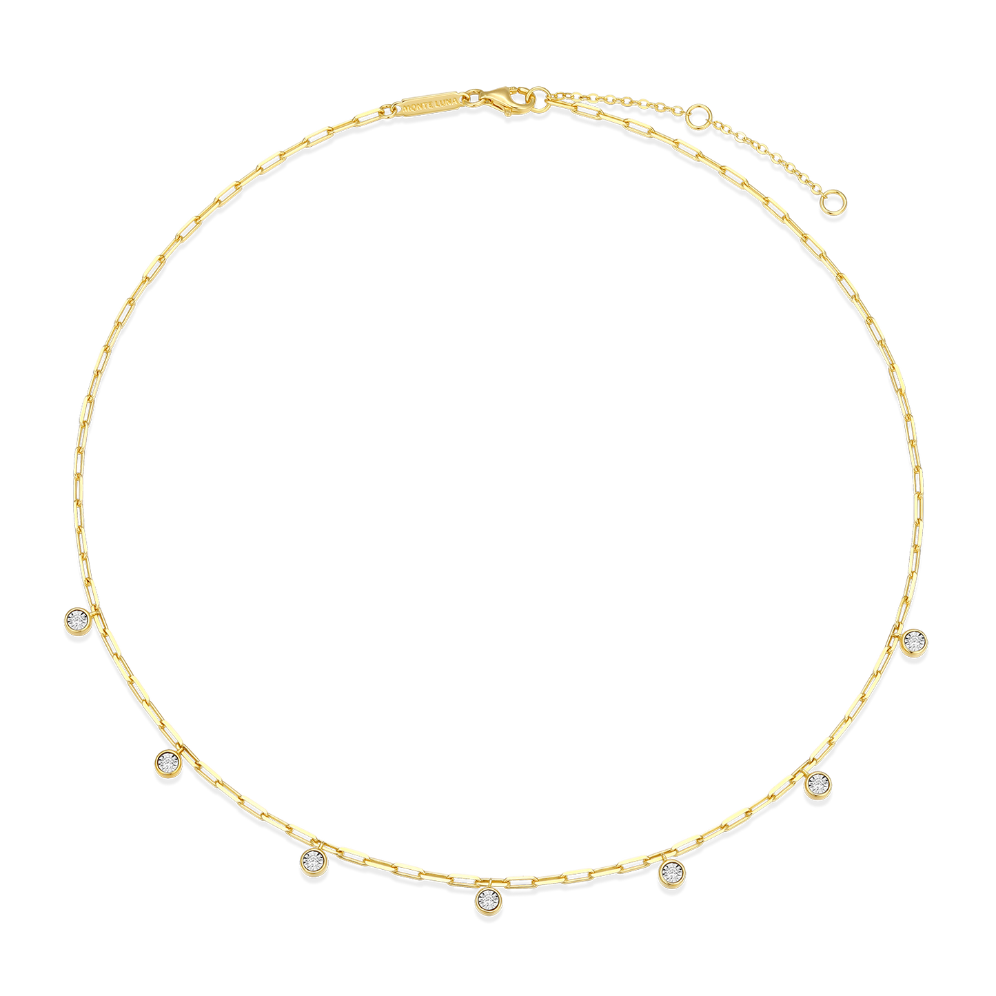 Dangle Station Lab-Created Diamond Mini Paperclip Necklace in 14K Yellow Gold-Plated Sterling Silver | M by Monte Luna