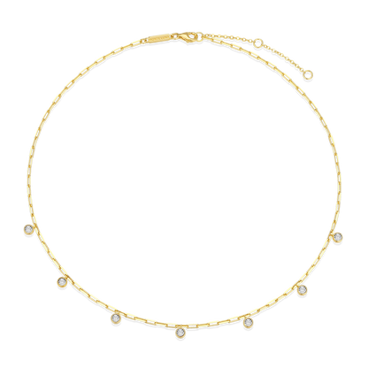 Dangle Station Lab-Created Diamond Mini Paperclip Necklace in 14K Yellow Gold-Plated Sterling Silver | M by Monte Luna