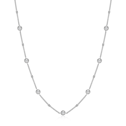 Bezel Station Lab-Created Diamond Beaded Bolo Necklace in Rhodium-Plated Sterling Silver | M by Monte Luna