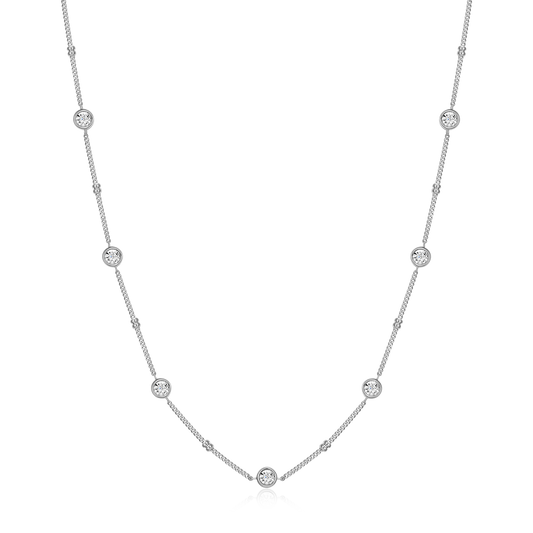 Bezel Station Lab-Created Diamond Beaded Bolo Necklace in Rhodium-Plated Sterling Silver | M by Monte Luna