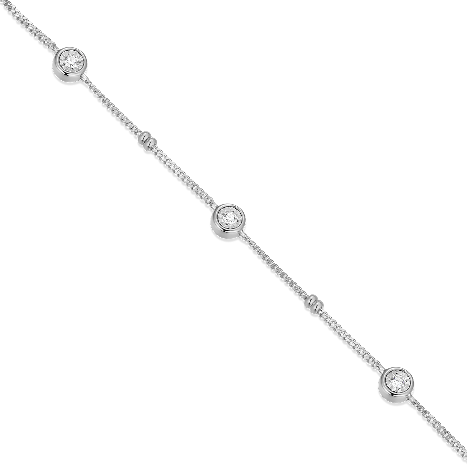 Bezel Station Lab-Created Diamond Beaded Bolo Necklace in Rhodium-Plated Sterling Silver | M by Monte Luna