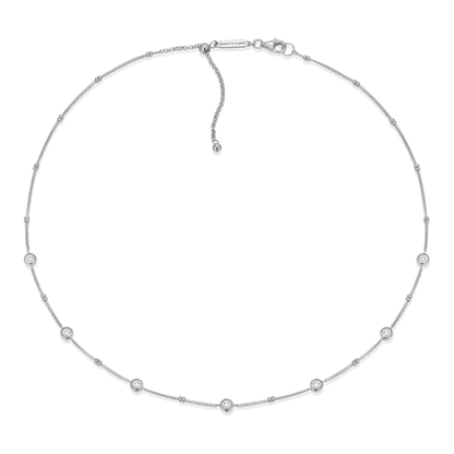Bezel Station Lab-Created Diamond Beaded Bolo Necklace in Rhodium-Plated Sterling Silver | M by Monte Luna