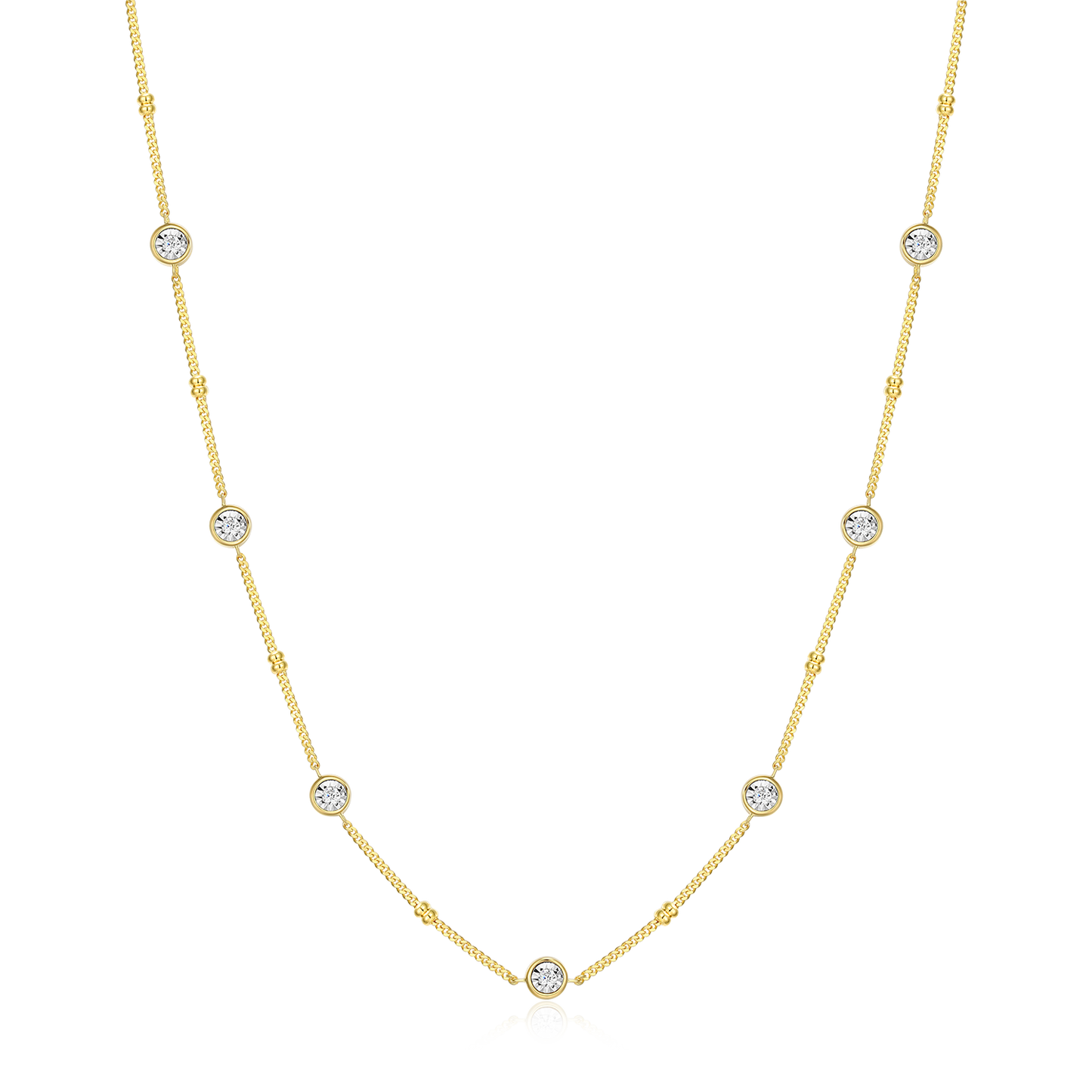 Bezel Station Lab-Created Diamond Beaded Bolo Necklace in 14K Yellow Gold-Plated Sterling Silver | M by Monte Luna