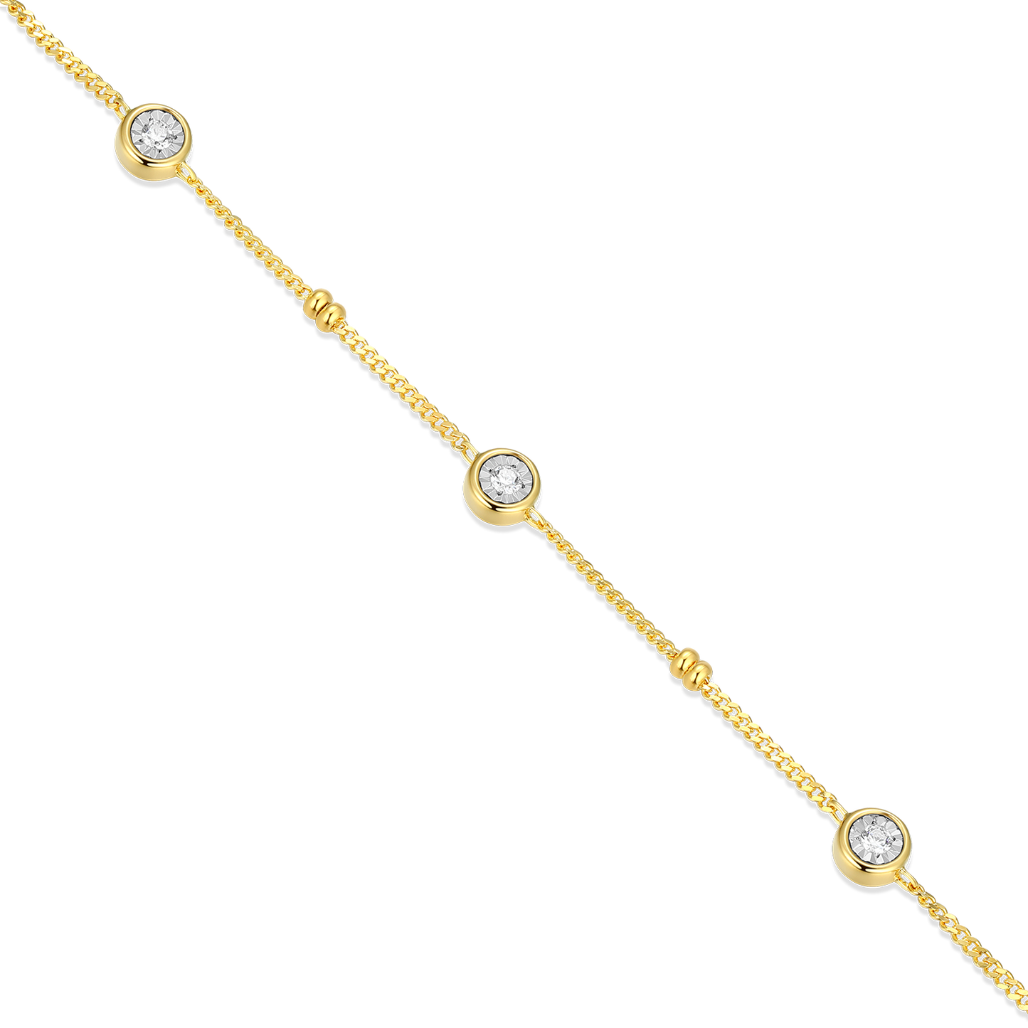Bezel Station Lab-Created Diamond Beaded Bolo Necklace in 14K Yellow Gold-Plated Sterling Silver | M by Monte Luna