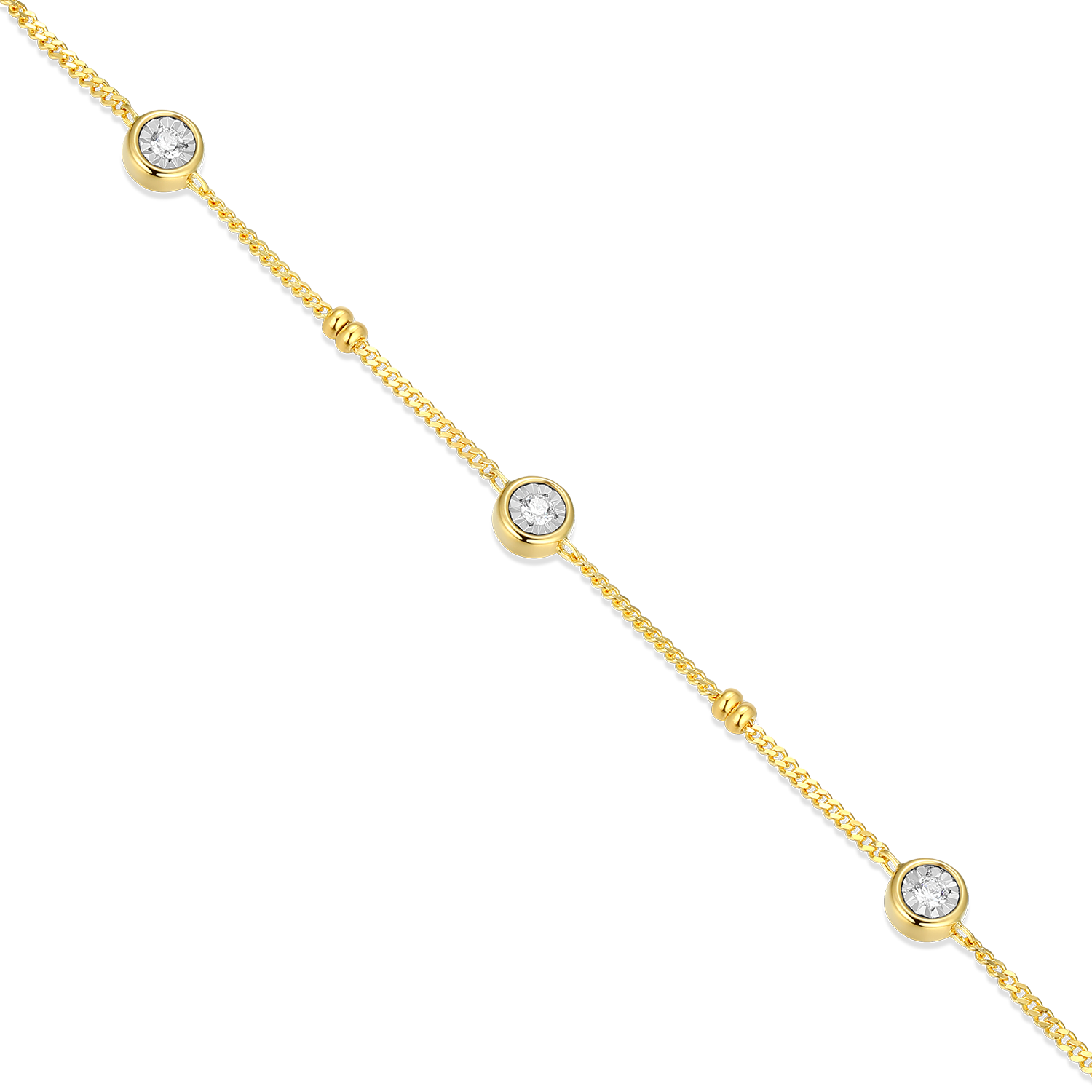 Bezel Station Lab-Created Diamond Beaded Bolo Necklace in 14K Yellow Gold-Plated Sterling Silver | M by Monte Luna