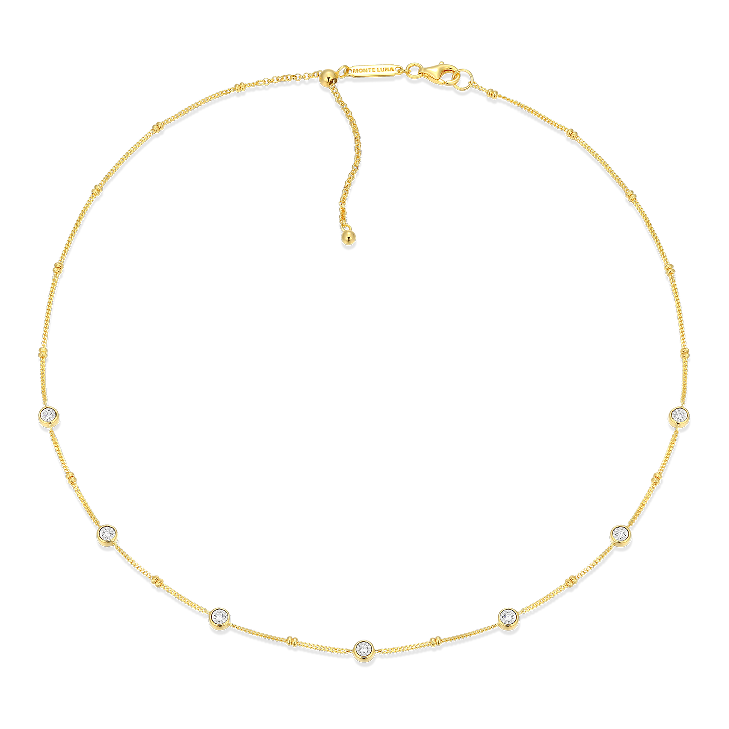 Bezel Station Lab-Created Diamond Beaded Bolo Necklace in 14K Yellow Gold-Plated Sterling Silver | M by Monte Luna