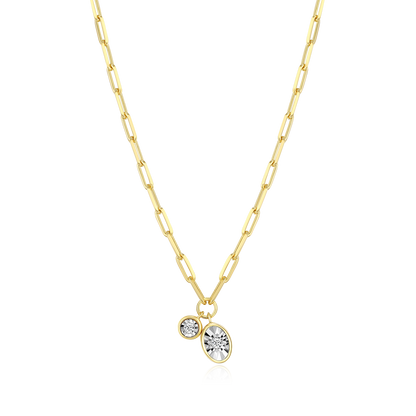 April Birthstone Lab-Created Diamond Mini Paperclip Necklace in 14K Yellow Gold-Plated Sterling Silver | M by Monte Luna