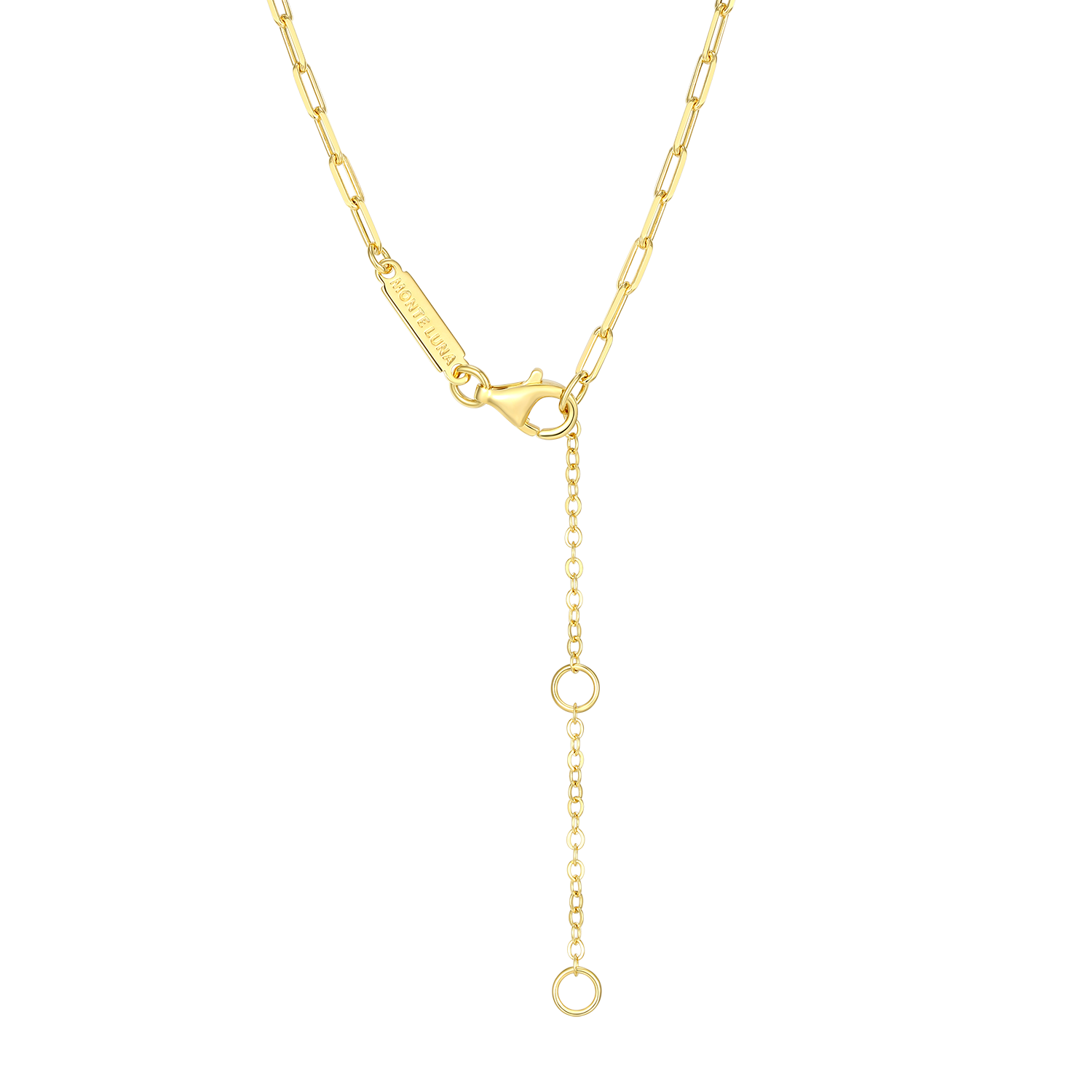 September Birthstone Lab-Created Sapphire & Lab-Created Diamond Mini Paperclip Necklace in 14K Yellow Gold-Plated Sterling Silver | M by Monte Luna