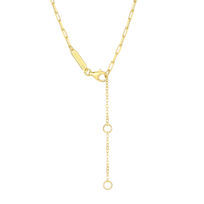 September Birthstone Lab-Created Sapphire & Lab-Created Diamond Mini Paperclip Necklace in 14K Yellow Gold-Plated Sterling Silver | M by Monte Luna