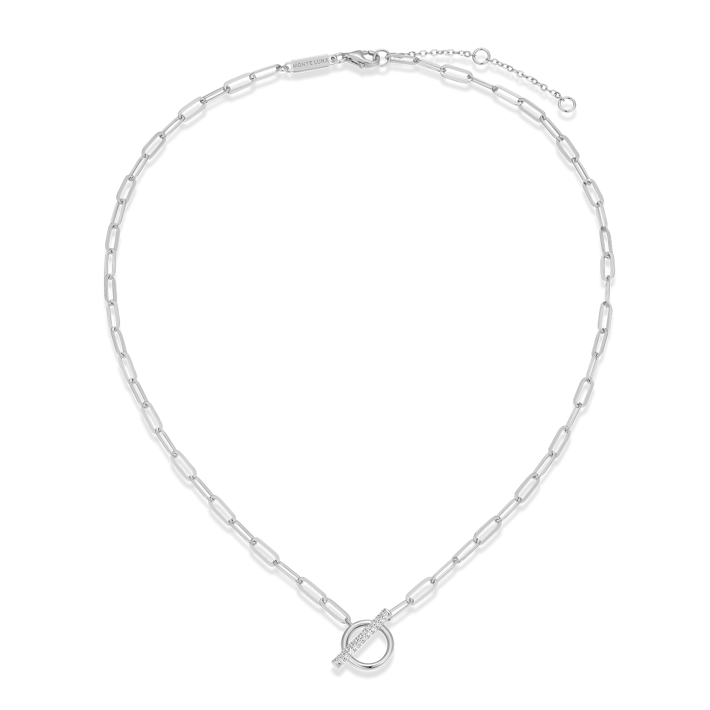 Lab-Created Diamond Toggle-Look Paperclip Necklace in Rhodium-Plated Sterling Silver | M by Monte Luna