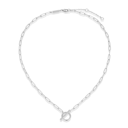 Lab-Created Diamond Toggle-Look Paperclip Necklace in Rhodium-Plated Sterling Silver | M by Monte Luna