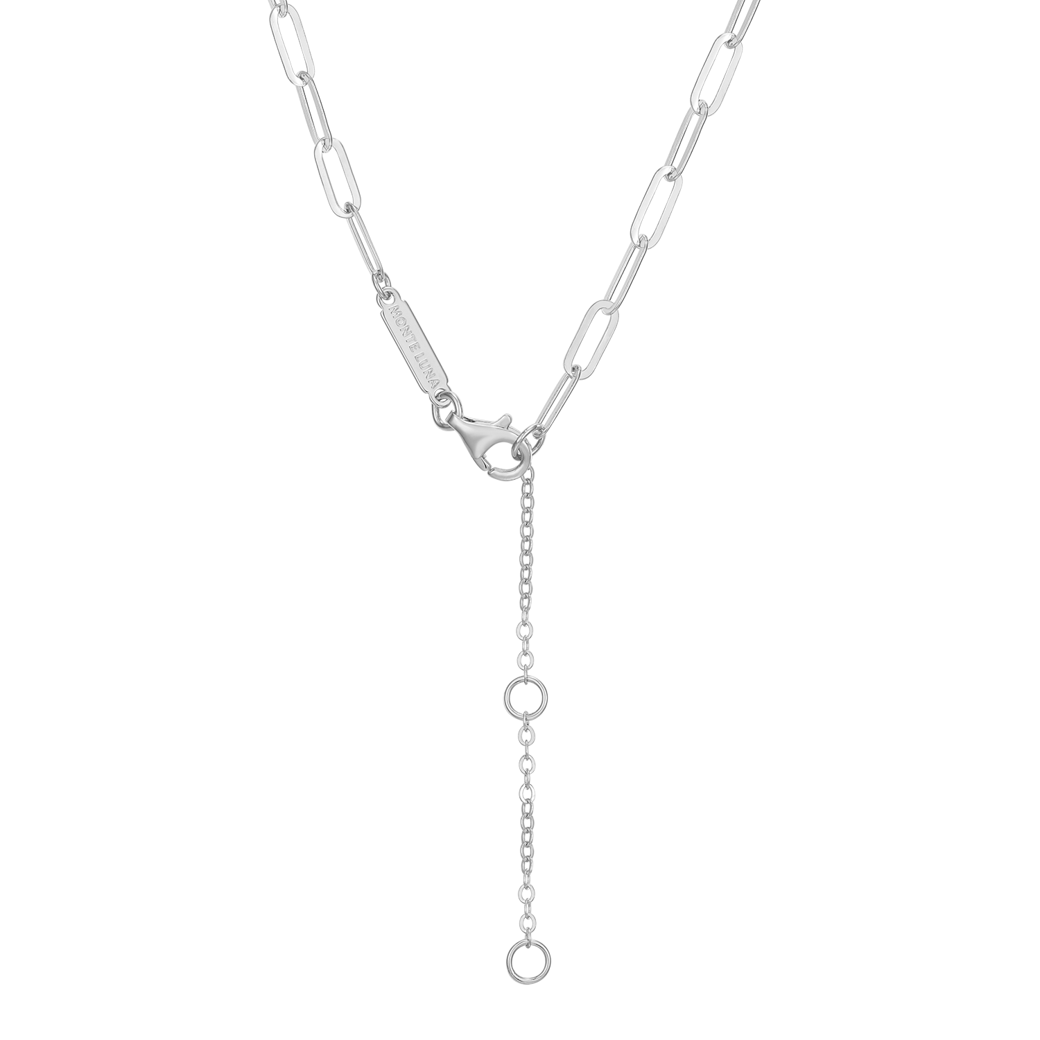 Lab-Created Diamond Toggle-Look Paperclip Necklace in Rhodium-Plated Sterling Silver | M by Monte Luna