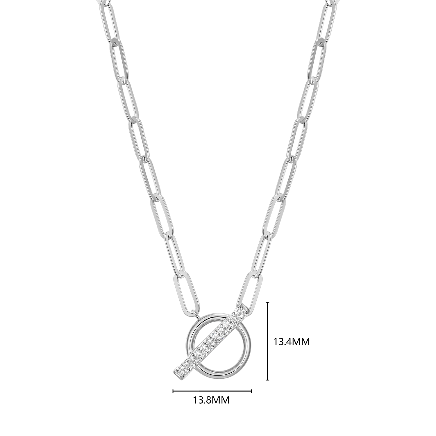 Lab-Created Diamond Toggle-Look Paperclip Necklace in Rhodium-Plated Sterling Silver | M by Monte Luna