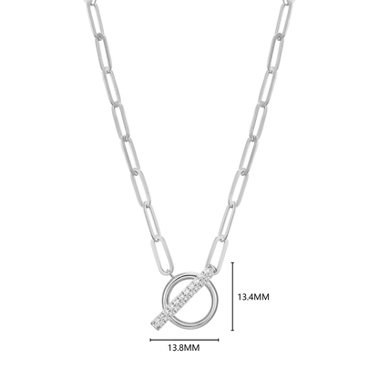 Lab-Created Diamond Toggle-Look Paperclip Necklace in Rhodium-Plated Sterling Silver | M by Monte Luna