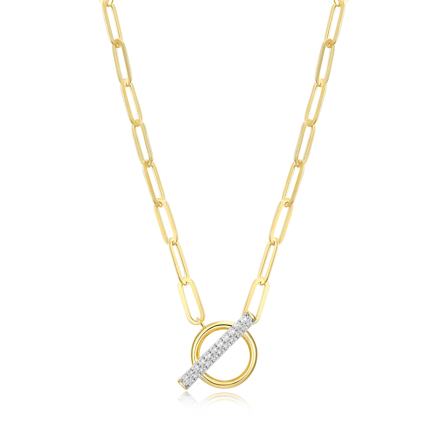Lab-Created Diamond Toggle-Look Paperclip Necklace in 14K Yellow Gold-Plated Sterling Silver | M by Monte Luna