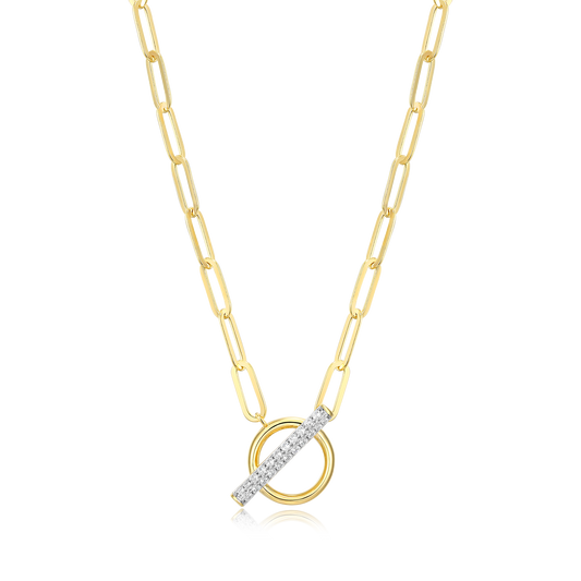 Lab-Created Diamond Toggle-Look Paperclip Necklace in 14K Yellow Gold-Plated Sterling Silver | M by Monte Luna