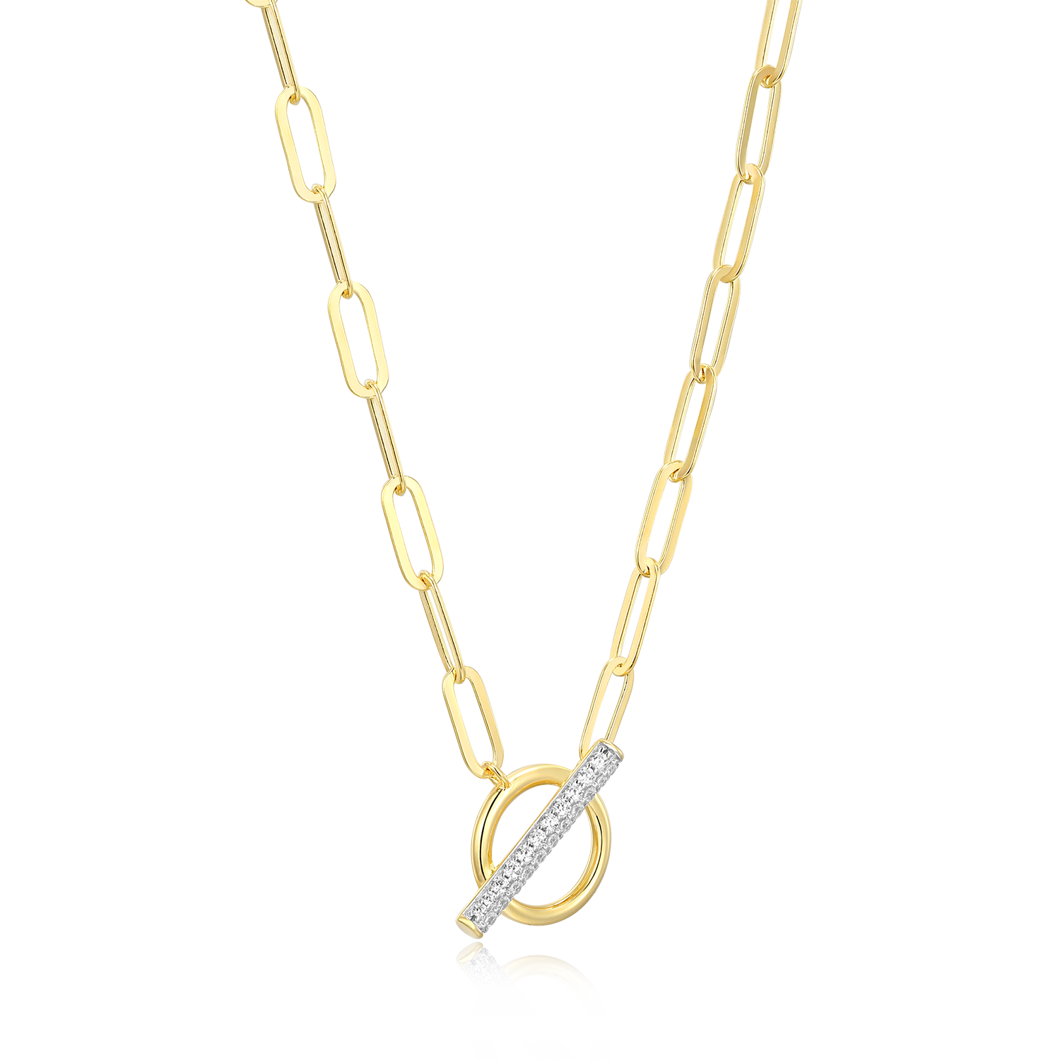 Lab-Created Diamond Toggle-Look Paperclip Necklace in 14K Yellow Gold-Plated Sterling Silver | M by Monte Luna