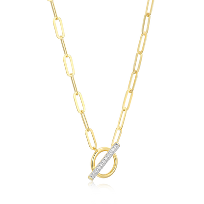 Lab-Created Diamond Toggle-Look Paperclip Necklace in 14K Yellow Gold-Plated Sterling Silver | M by Monte Luna