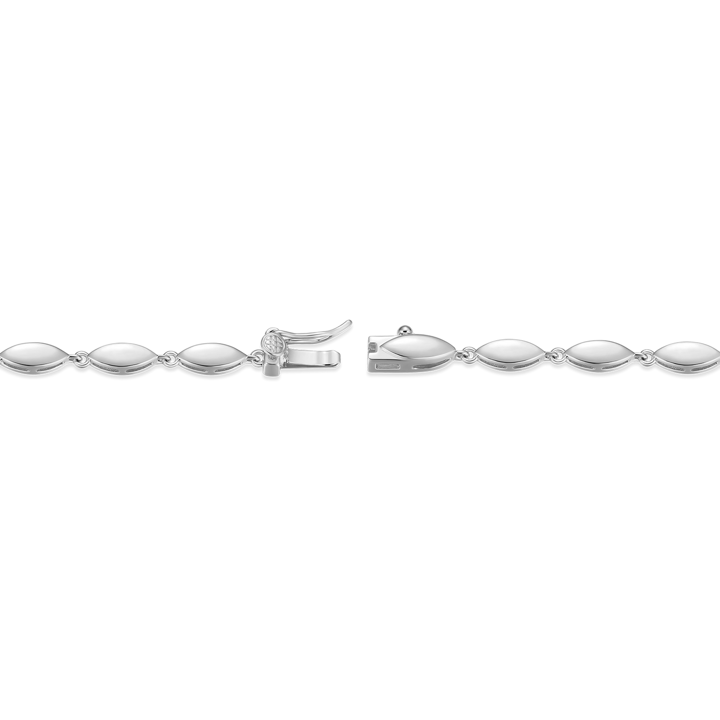 Marquise & Bezel Set Lab-Created Diamond Line Necklace in Rhodium-Plated Sterling Silver | M by Monte Luna