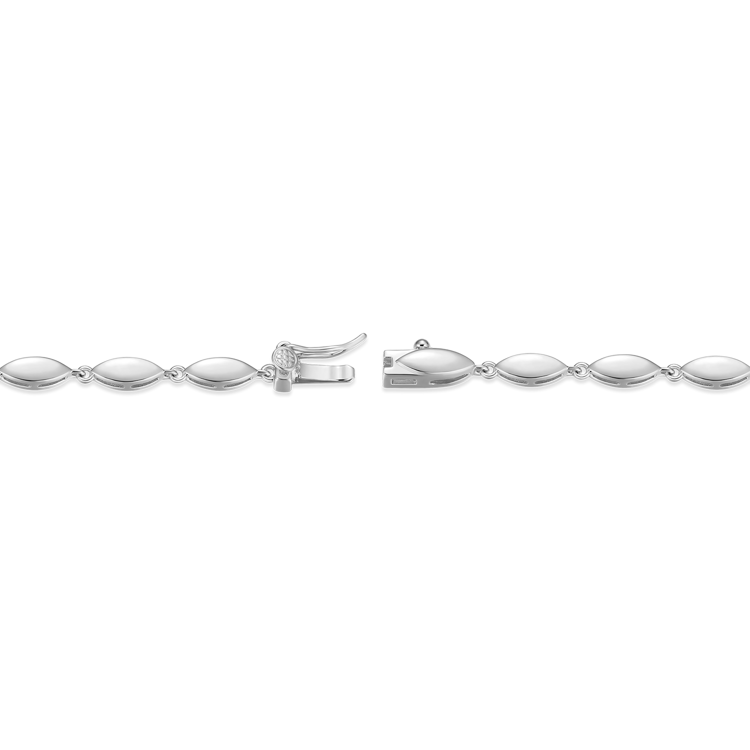 Marquise & Bezel Set Lab-Created Diamond Line Necklace in Rhodium-Plated Sterling Silver | M by Monte Luna