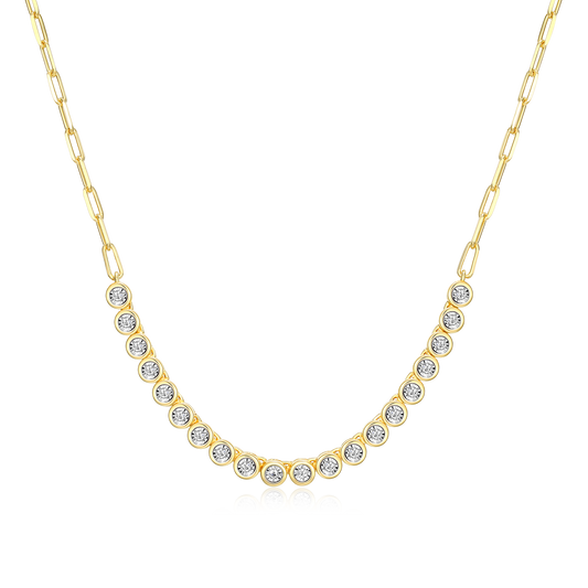 Mini Paperclip Chain & Bezel-Set Lab-Created Diamond Necklace in 14K Yellow Gold-Plated Sterling Silver | M by Monte Luna