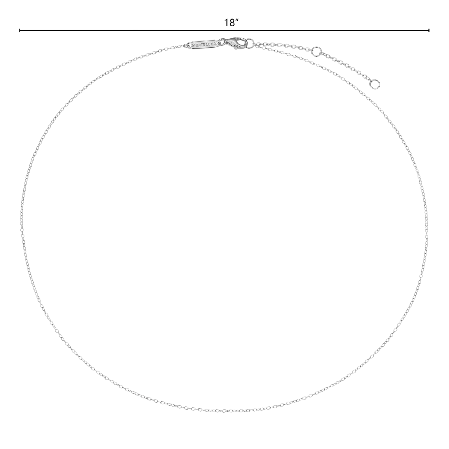 18+2" Cable Chain in Rhodium-Plated Sterling Silver | M by Monte Luna