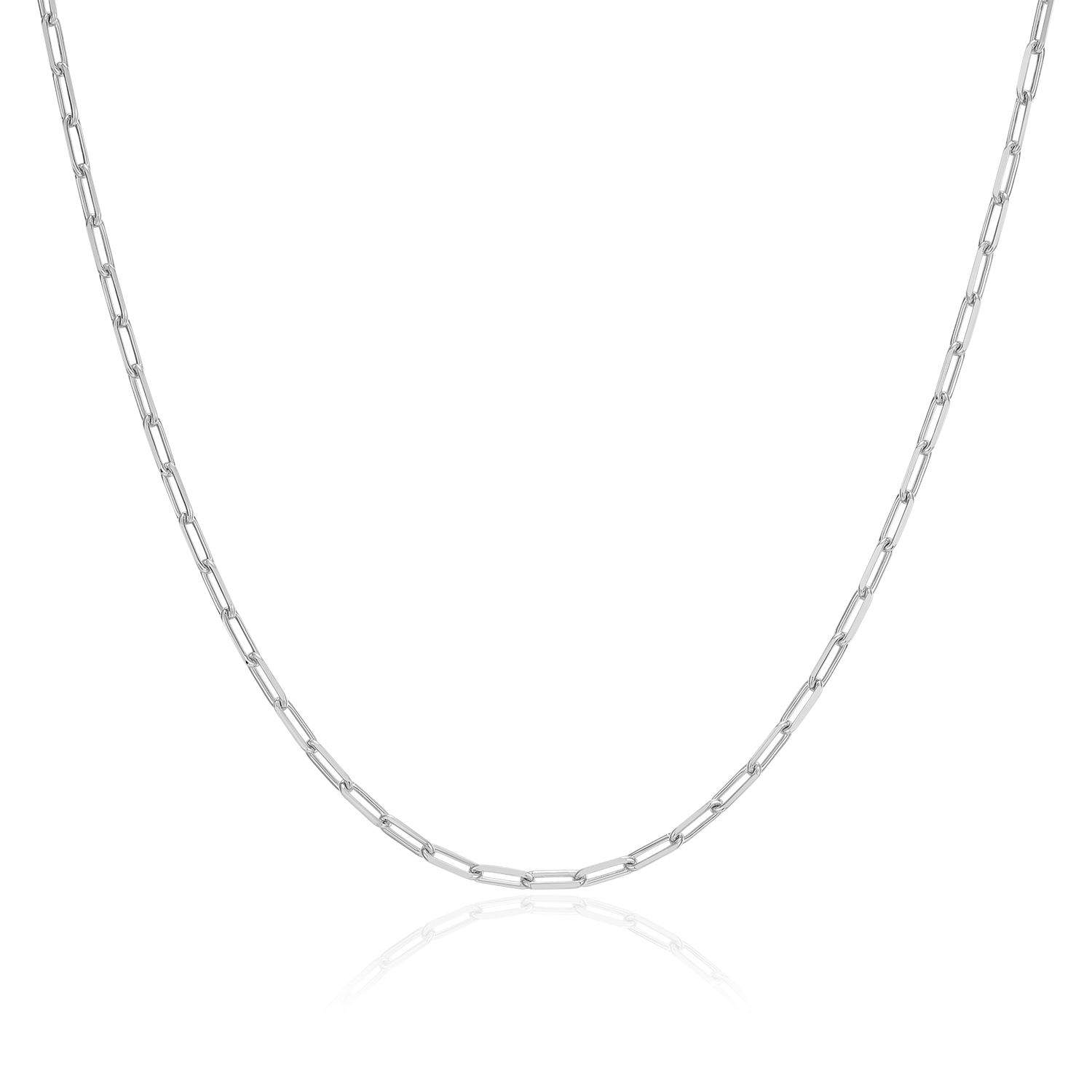 14+2" Mini Paperclip Chain in Rhodium-Plated Sterling Silver | M by Monte Luna