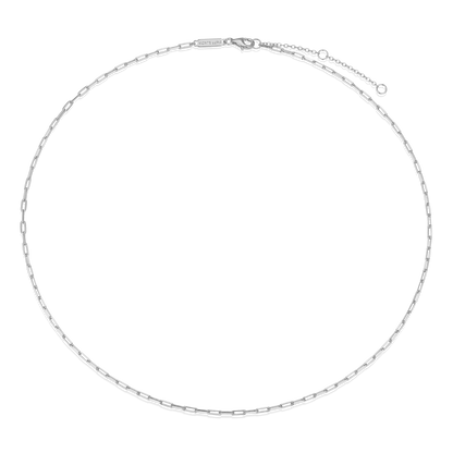 18+2" Mini Paperclip Chain in Rhodium-Plated Sterling Silver | M by Monte Luna