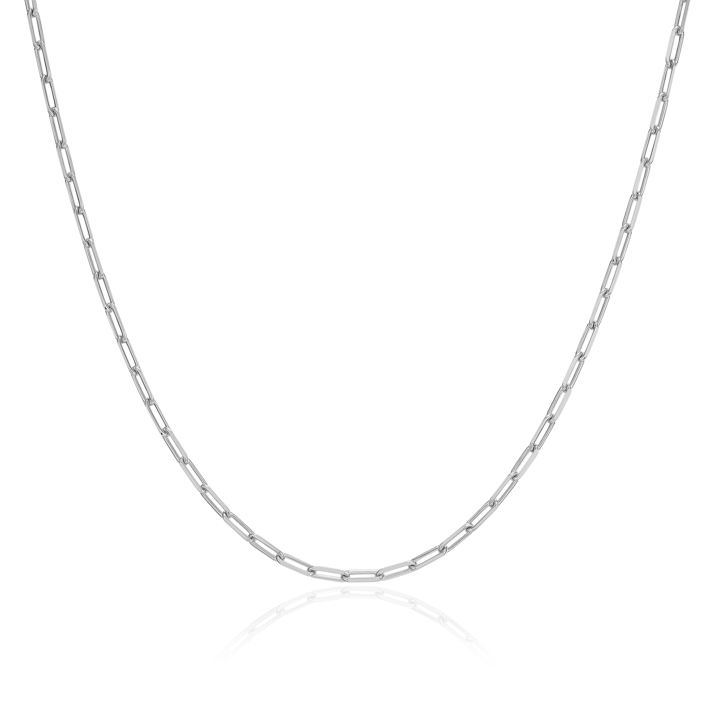 20+2" Mini Paperclip Chain in Rhodium-Plated Sterling Silver | M by Monte Luna