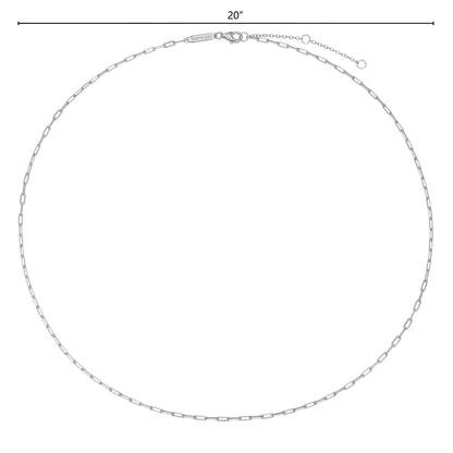 20+2" Mini Paperclip Chain in Rhodium-Plated Sterling Silver | M by Monte Luna