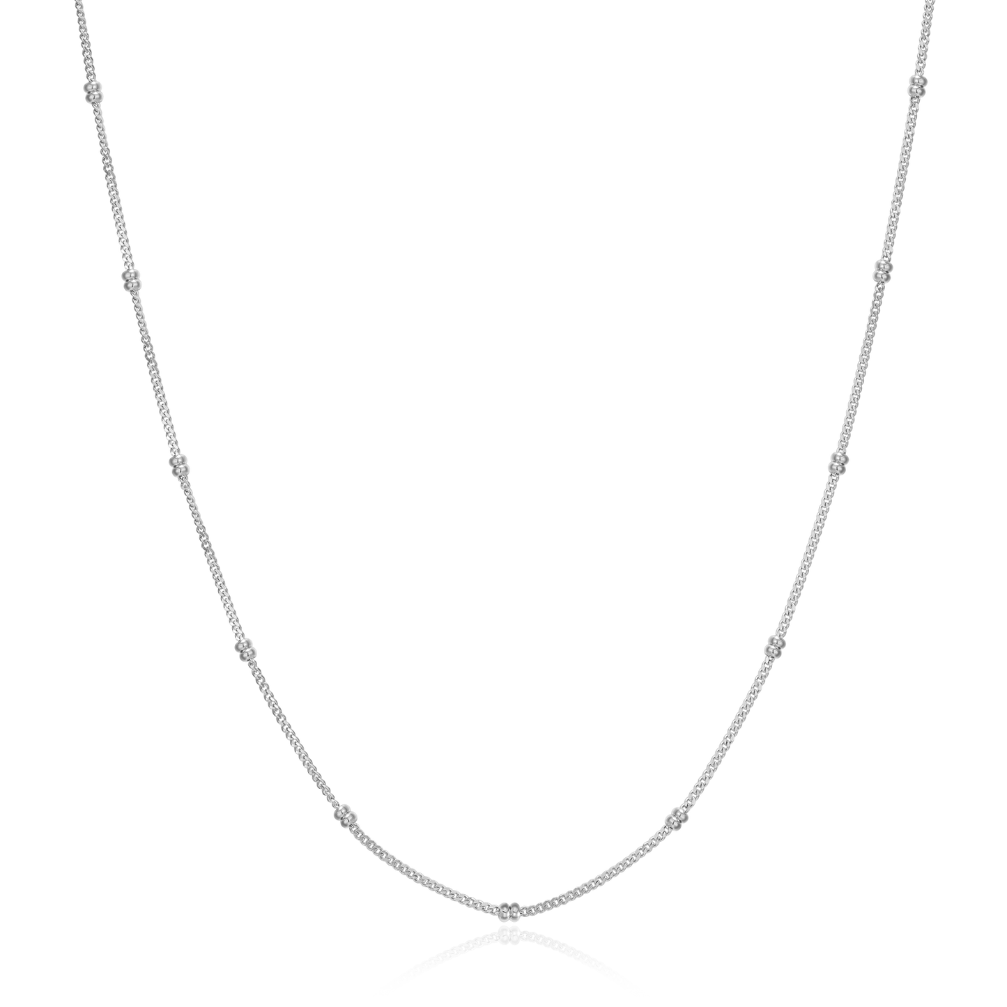 18+2" Beaded Chain in Rhodium-Plated Sterling Silver | M by Monte Luna