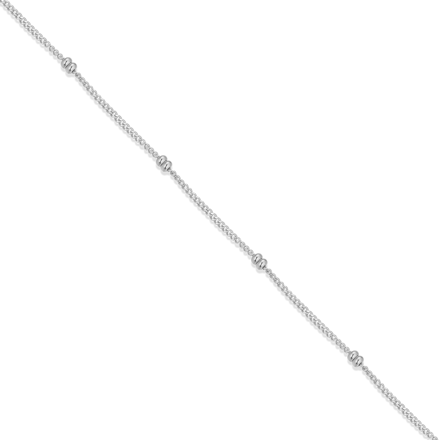 18+2" Beaded Chain in Rhodium-Plated Sterling Silver | M by Monte Luna