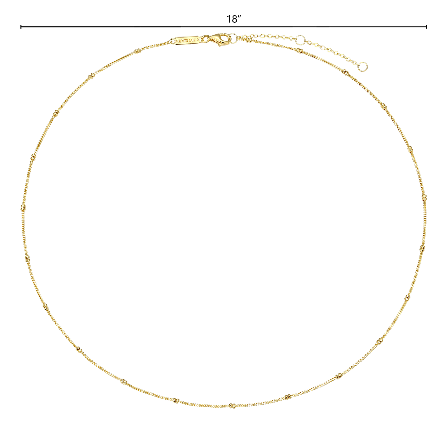 18+2" Beaded Chain in 14K Yellow Gold-Plated Sterling Silver | M by Monte Luna