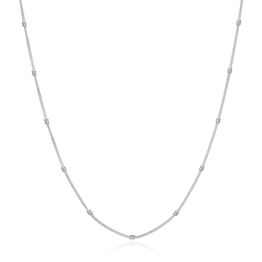 20+2" Beaded Chain in Rhodium-Plated Sterling Silver | M by Monte Luna