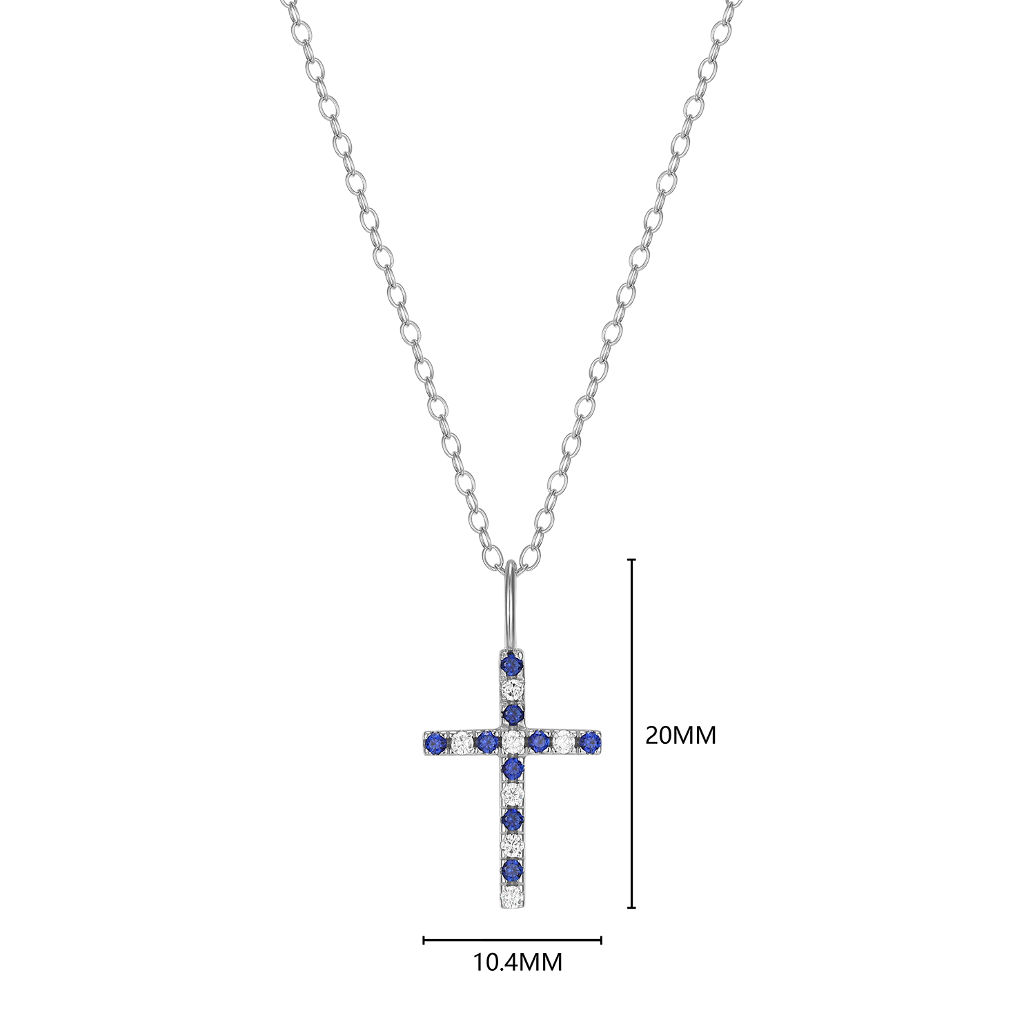 Cross Lab-Created Sapphire & Diamond Pendant Necklace in Rhodium-Plated Sterling Silver | M by Monte Luna