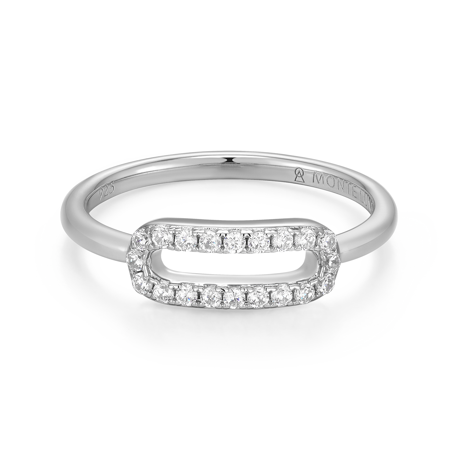 Mini Paperclip Lab-Created Diamond Ring in Rhodium-Plated Sterling Silver | M by Monte Luna