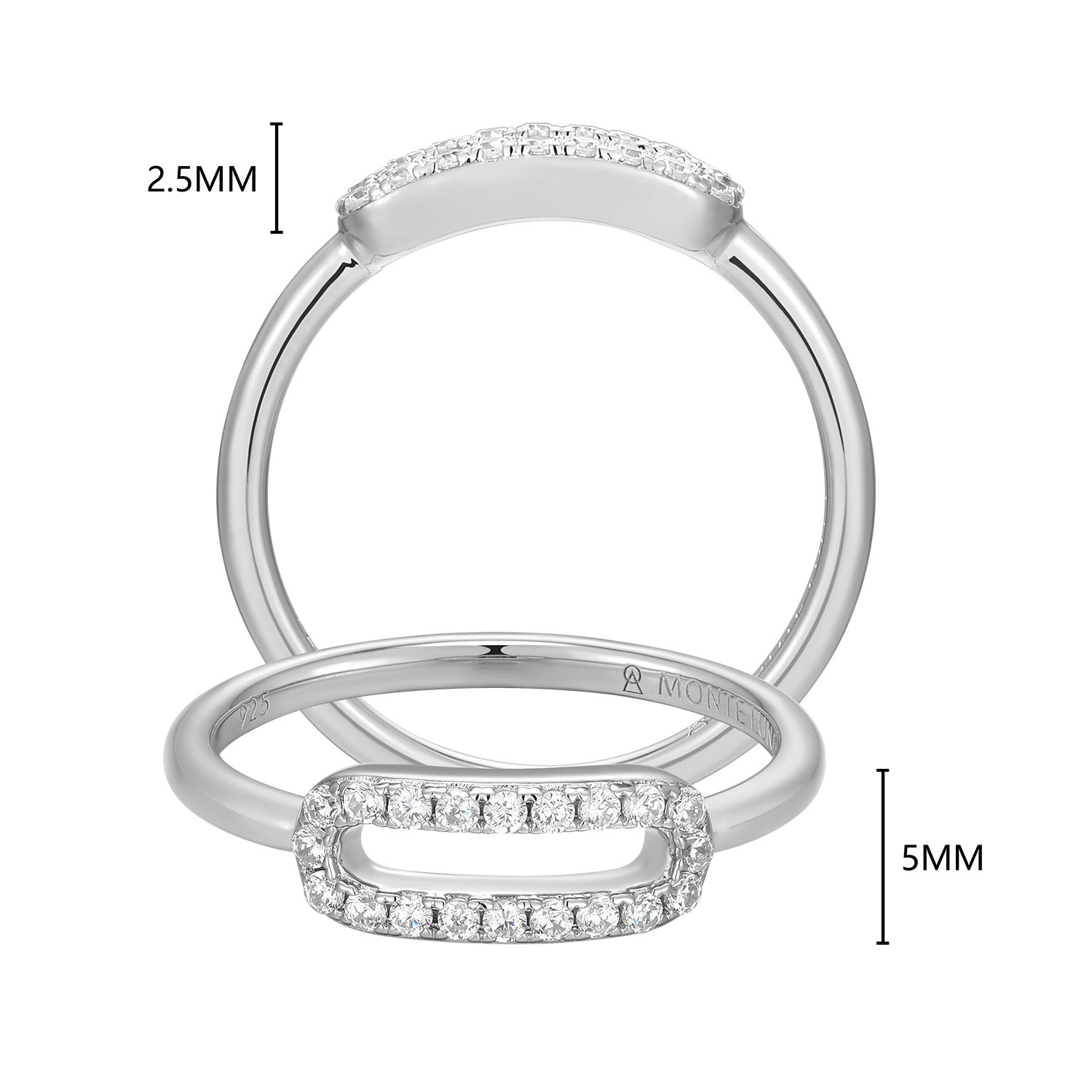 Mini Paperclip Lab-Created Diamond Ring in Rhodium-Plated Sterling Silver | M by Monte Luna