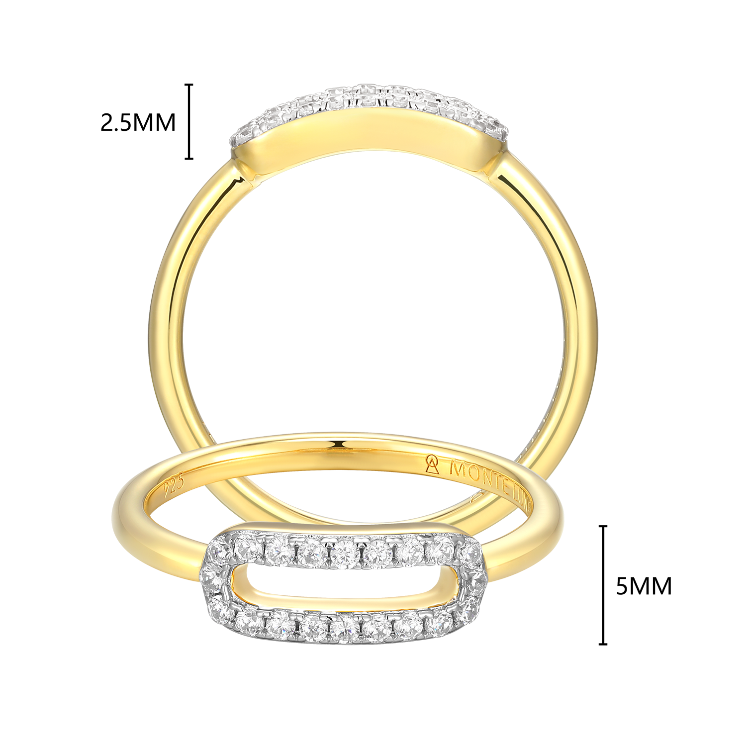 Mini Paperclip Lab-Created Diamond Ring in 14K Yellow Gold-Plated Sterling Silver | M by Monte Luna